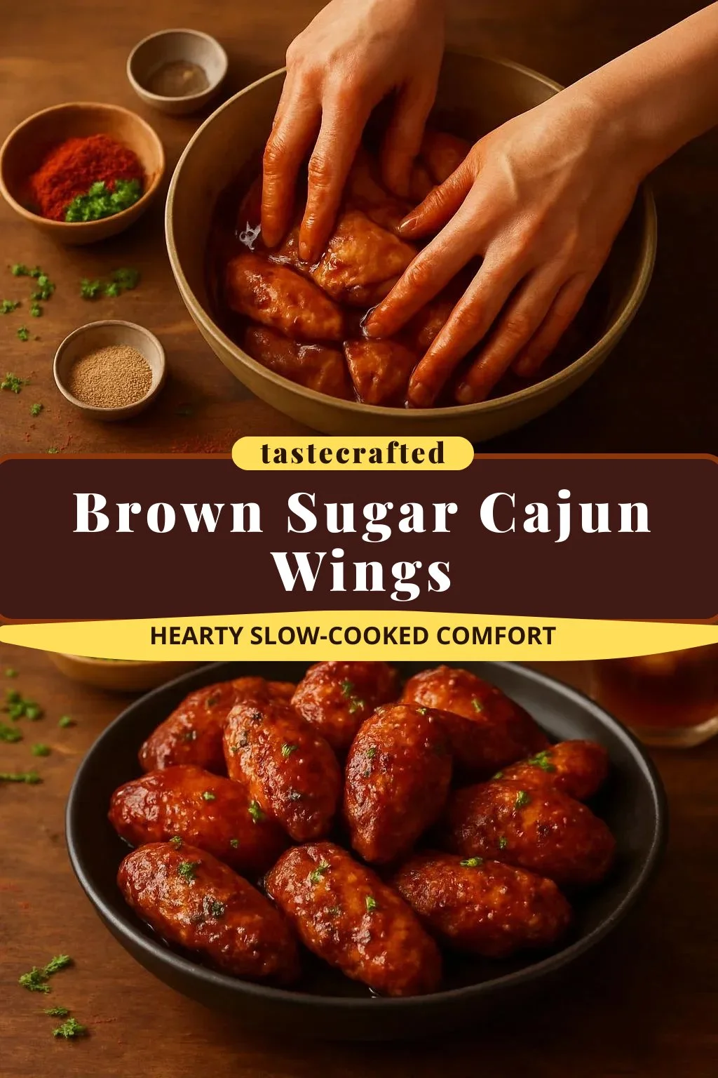 Delicious Brown Sugar Cajun Wings with a sweet and spicy glaze