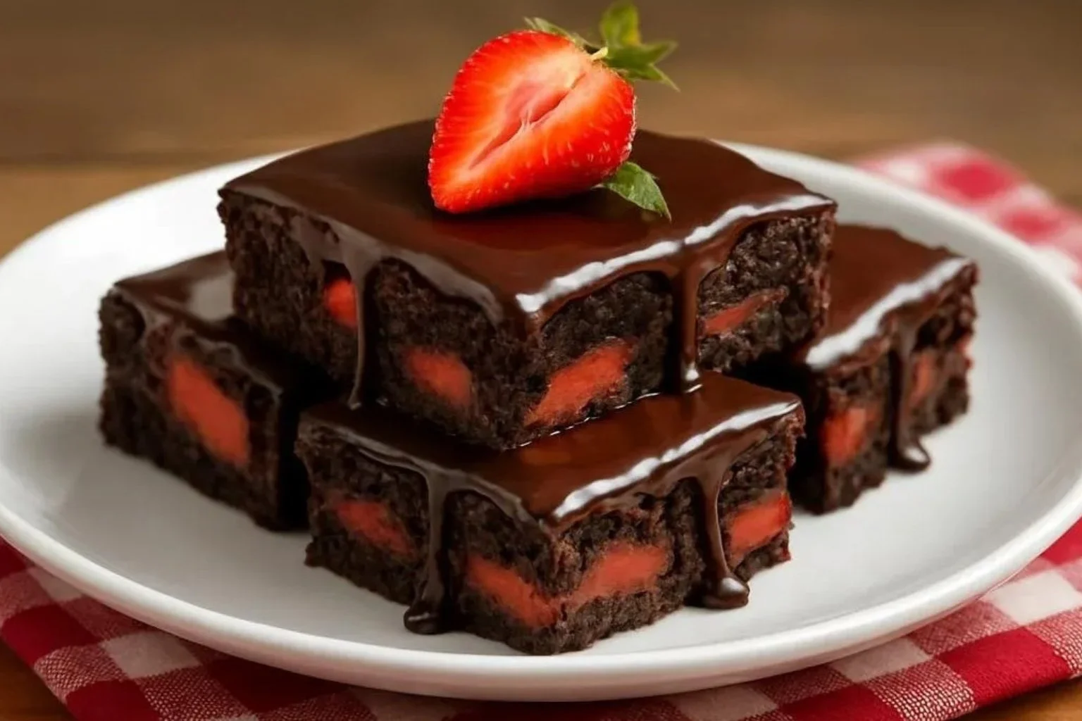 Chocolate Covered Strawberry Brownies
