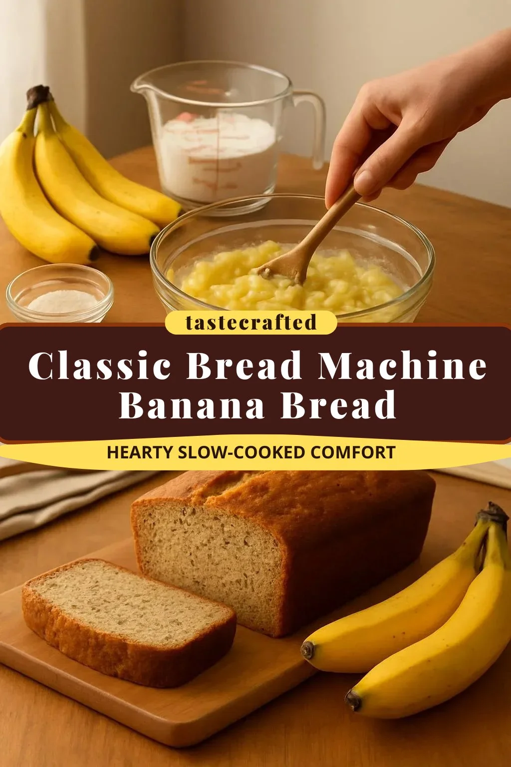 Delicious classic banana bread made in a bread machine, showcasing its moist texture.