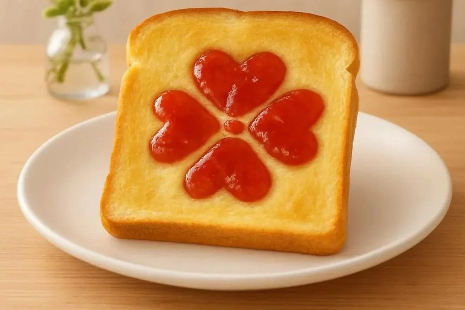 Cute Toast with Strawberry Jam